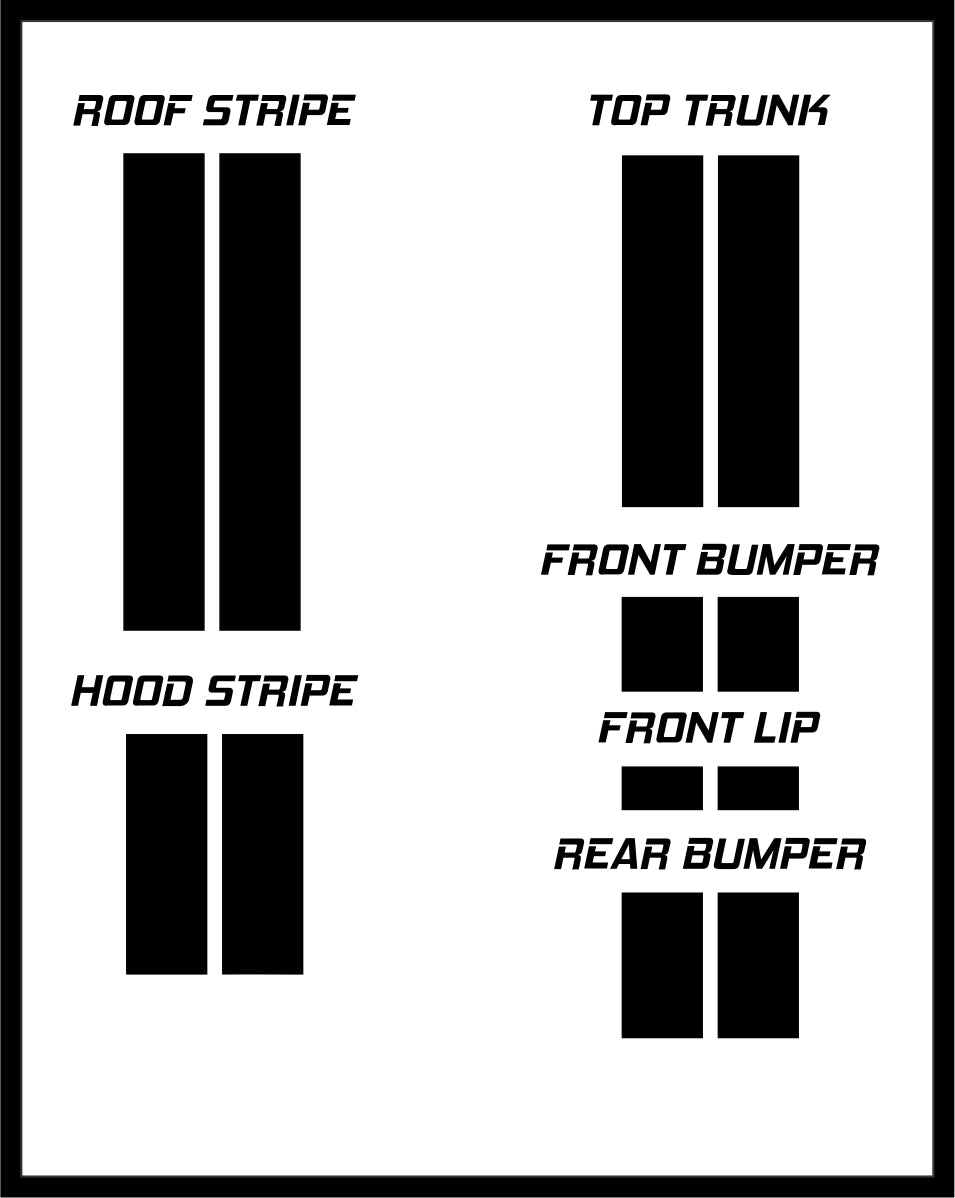 Dual 11" Racing Stripes Self Healing Vinyl fits Honda Civic Si Sedan 2012 - 2015