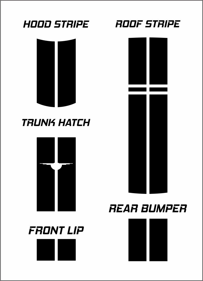 Dual 10" Racing Stripes Self Healing Vinyl fits Chrysler PT Cruiser 2001 to 2010