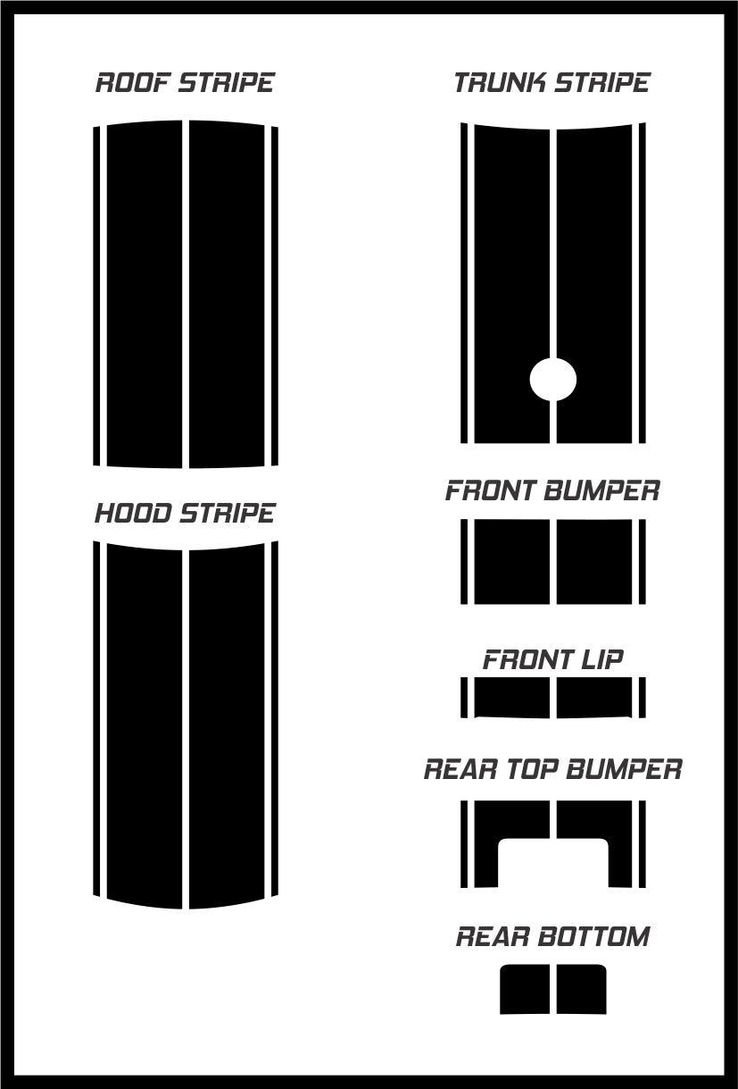 Dual 11" Racing Stripes w/pins Self Healing Vinyl fits Ford Mustang 2010 to 2014