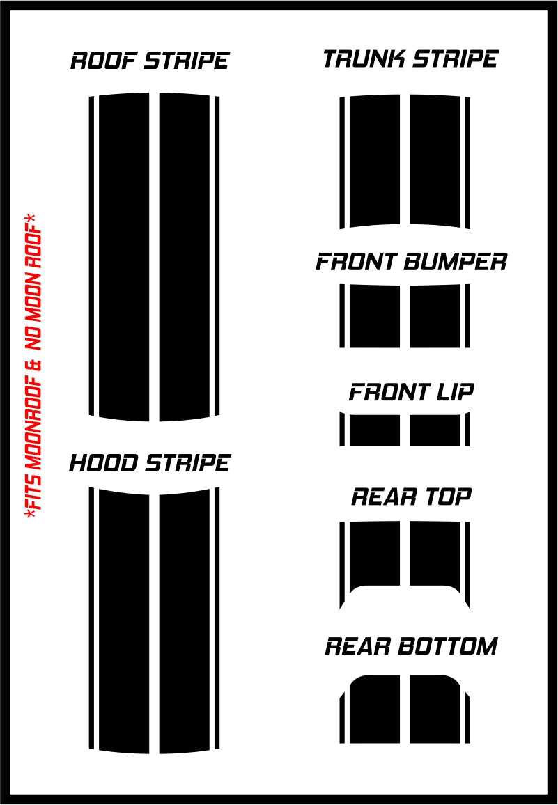 Dual 10" Racing Stripes with Pins Self Healing Vinyl fits Dodge Charger 2011 to 2022