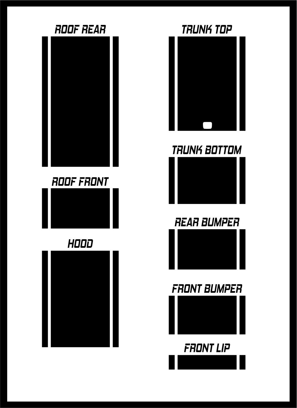 20" Racing Stripes w/pins Self Healing Vinyl fits Honda Civic Si Sedan 2012 - 15