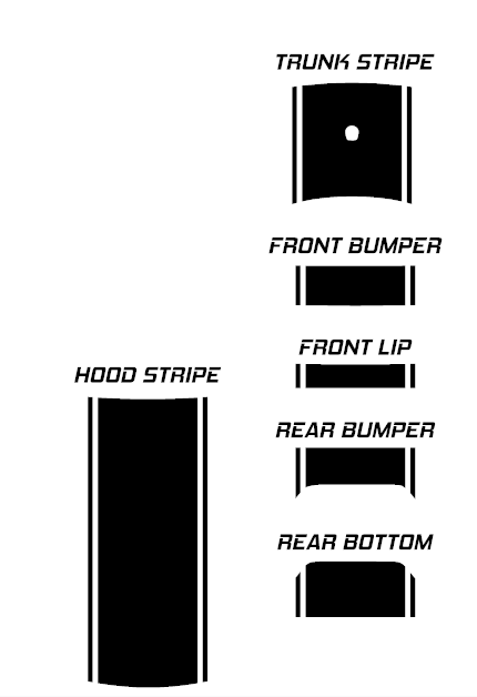 16" Racing Stripes w/pins Self Healing fits Ford Mustang Convertible 2015 - 2023
