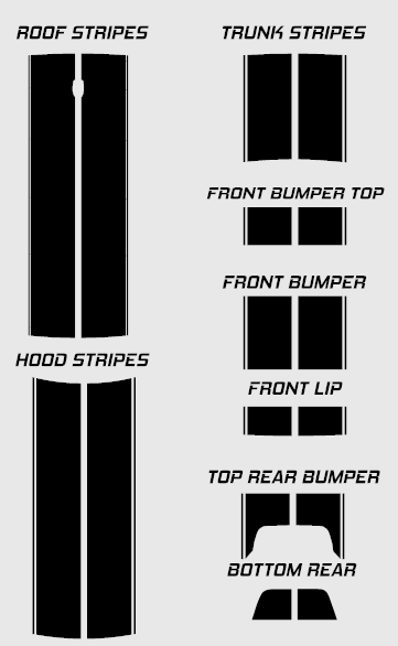 Dual 11" w/pins Racing Stripes Self Healing Vinyl fits Dodge Challenger 08 - 23