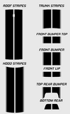 Dual 11" with pinstripes & 1.5" Gap Racing Stripes Air Release Vinyl fits Dodge Challenger 2008 2022