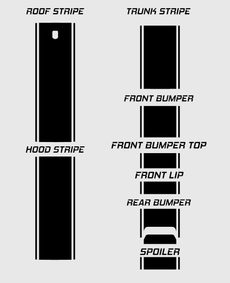 18" Racing Stripes w/pins Self Healing Vinyl fits Dodge Challenger 2008 to 2022