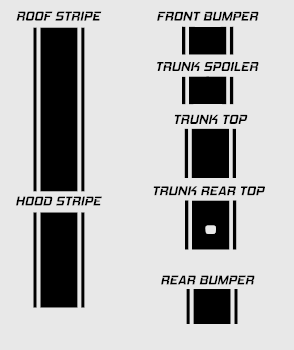 16" Racing Stripes w/pins Self Healing  fits Honda Civic Si Sedan 2017 - 2020