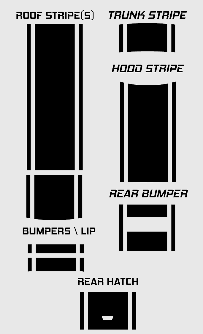 20" Racing Stripes & pins & moonroof Self Healing Vinyl fits Dodge Magnum 2005 to 2008