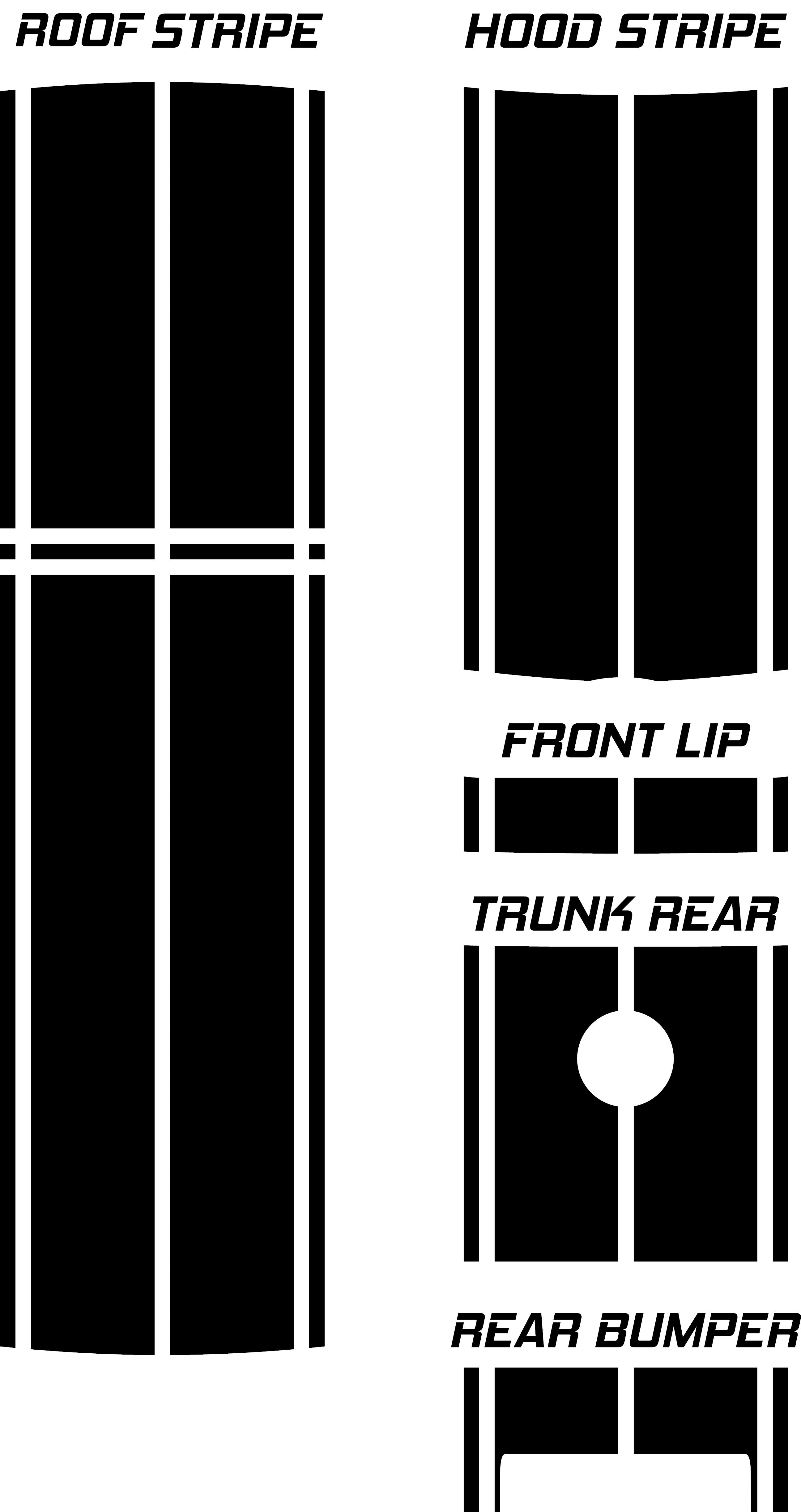 Dual 8" Racing Stripe w/pins Self Healing Vinyl fits Volkswagen GTI MK5 2004 to 2008