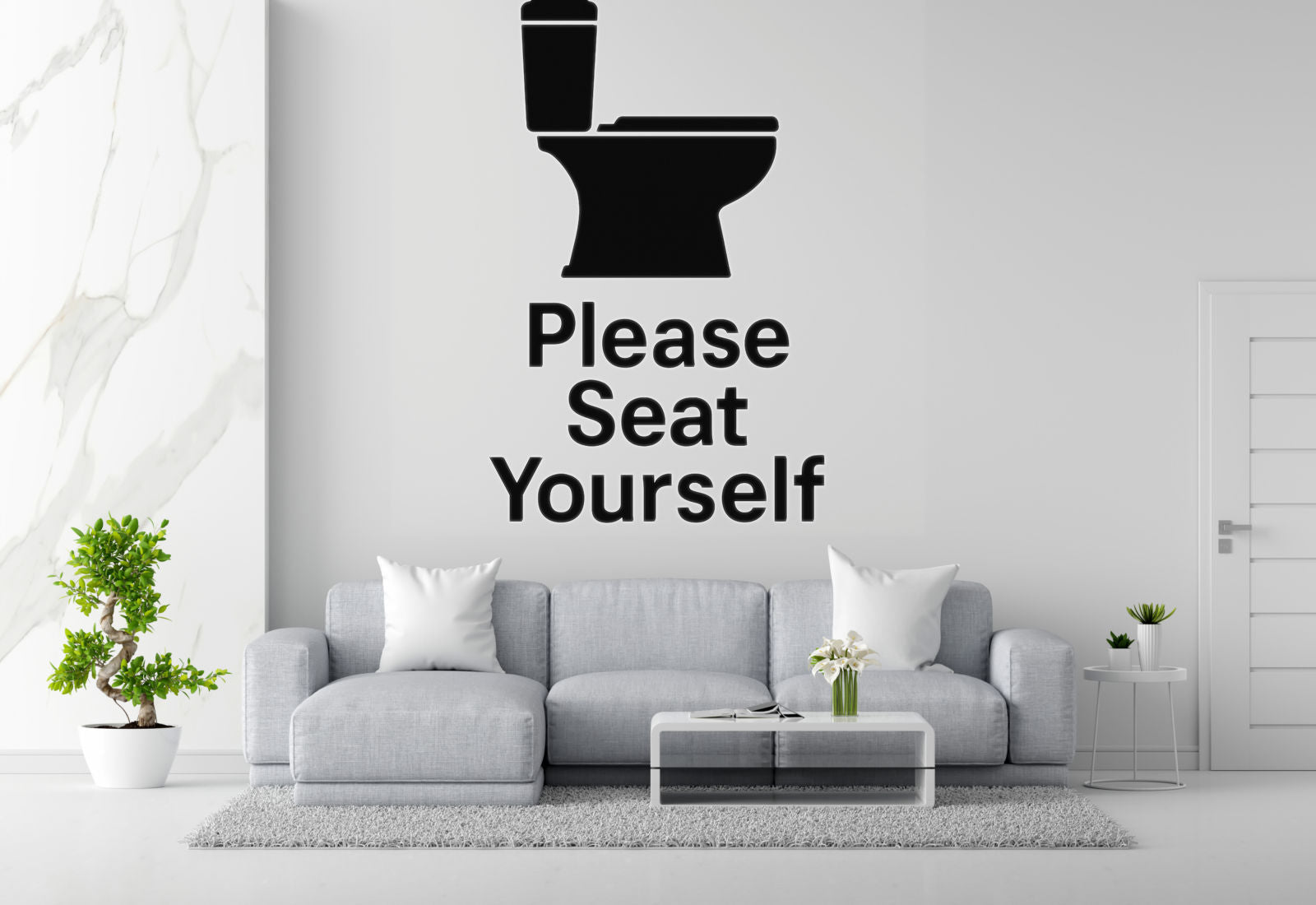 Please Seat Yourself - Funny Bathroom Wall Decal Vinyl Sticker Removable