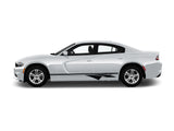 a white car with a black stripe on it