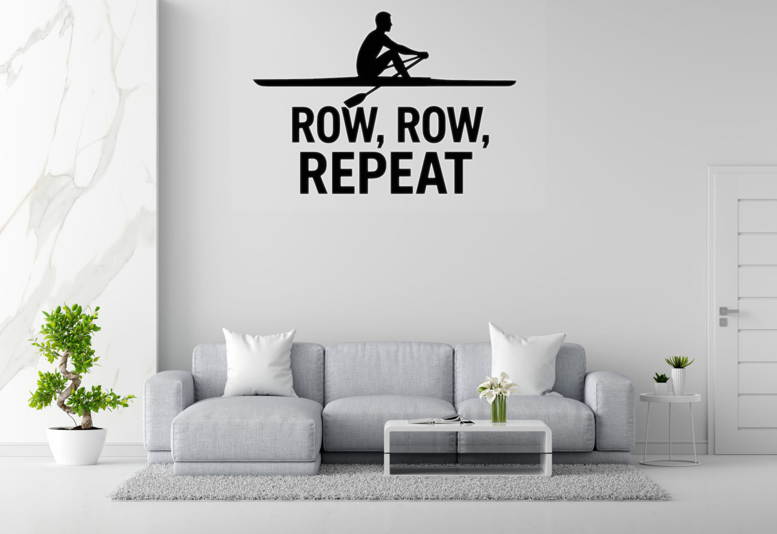 Row, Row, Repeat - Rowing Sports Wall Decal Vinyl Sticker Removable