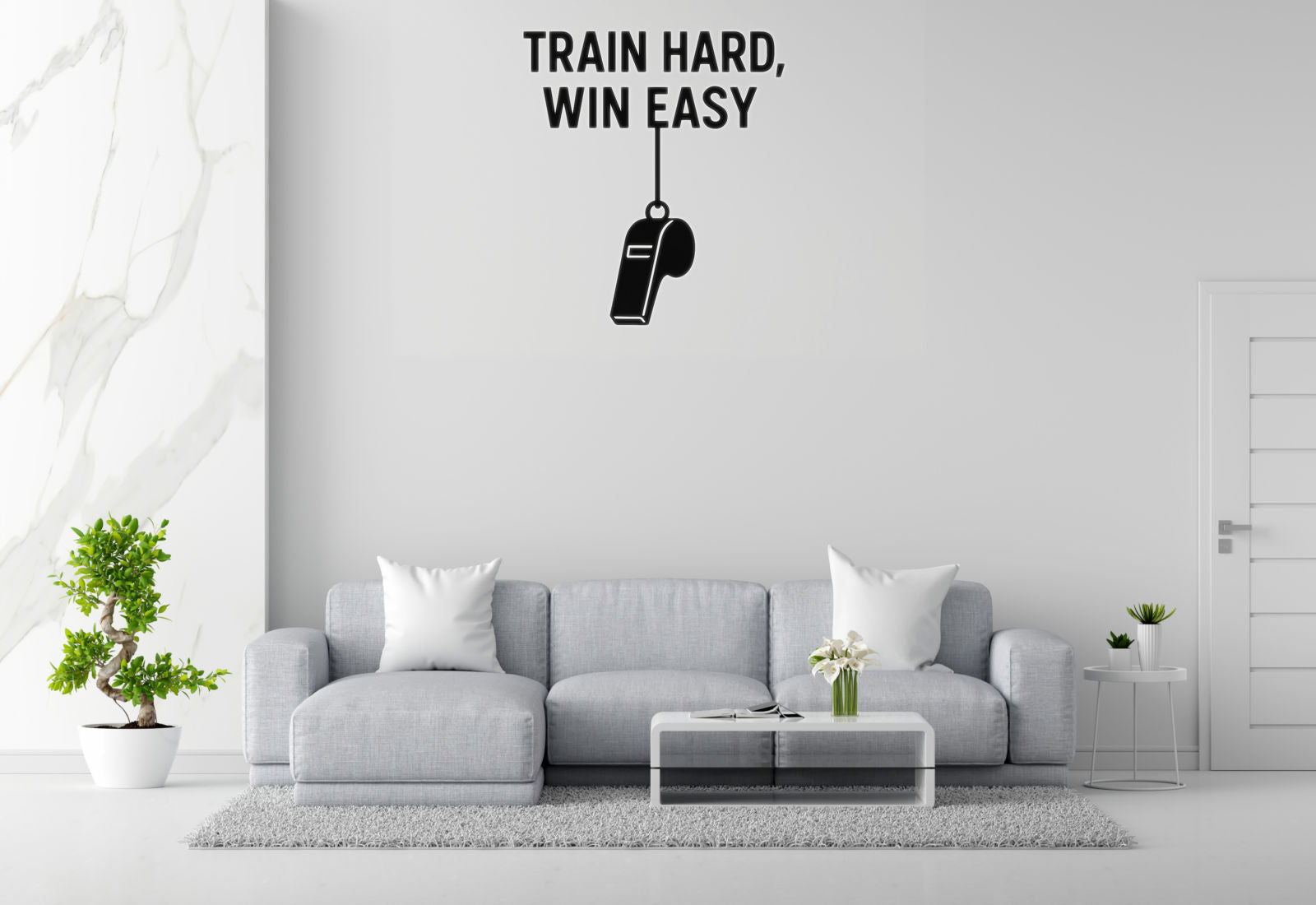 Train Hard, Win Easy - Sports Motivation Wall Decal Vinyl Sticker Removable
