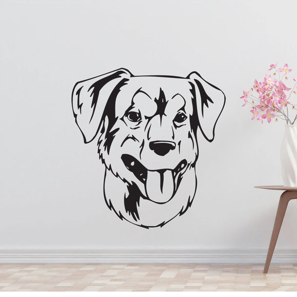 a wall decal of a dog's face
