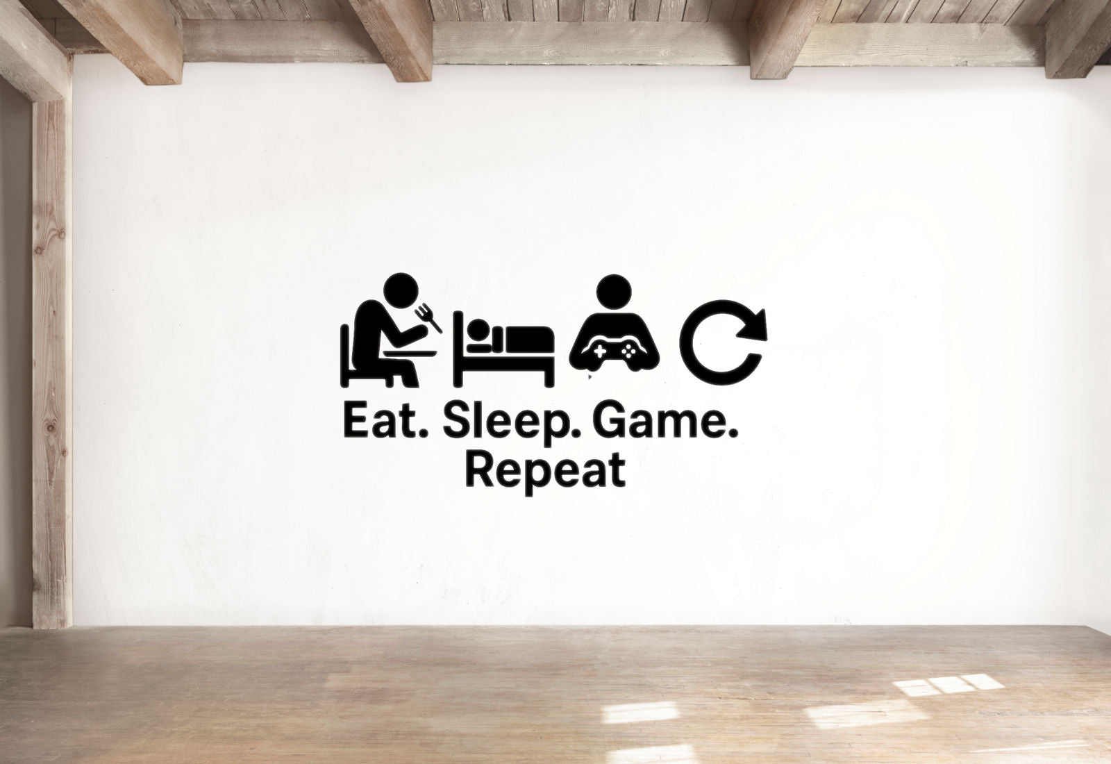 Eat. Sleep. Game. Repeat. - Funny Gamer Wall Decal Vinyl Sticker Removable
