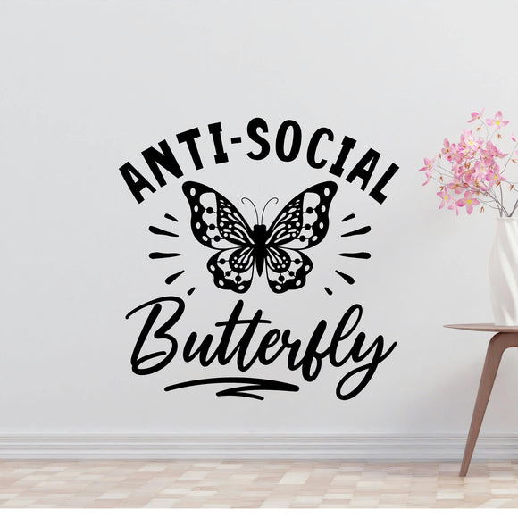 Antisocial Butterfly Removable Vinyl Decal for Interior Walls