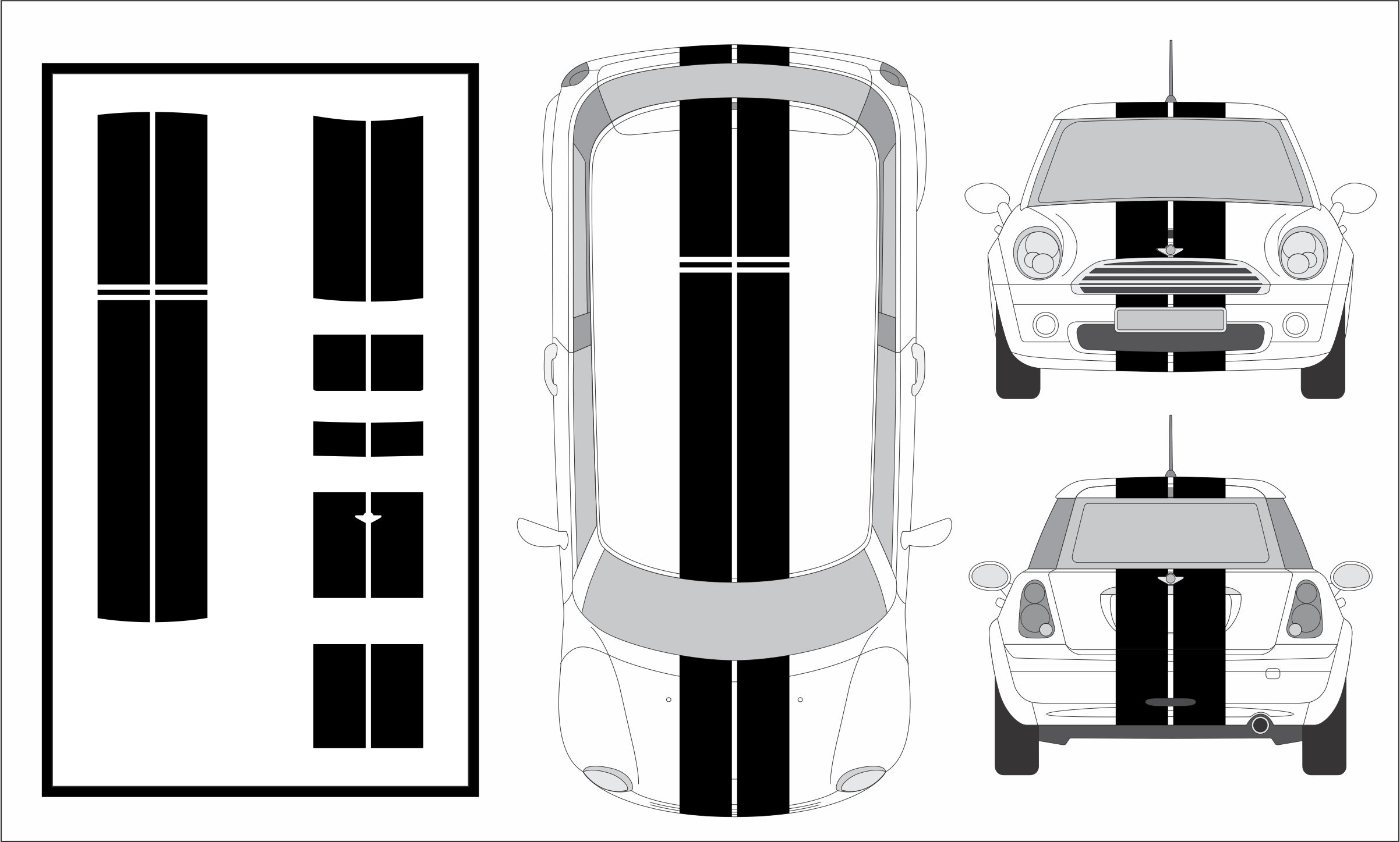 Dual 10" Racing Stripes Self Healing Vinyl fits Mini Cooper 2007 to 2014
