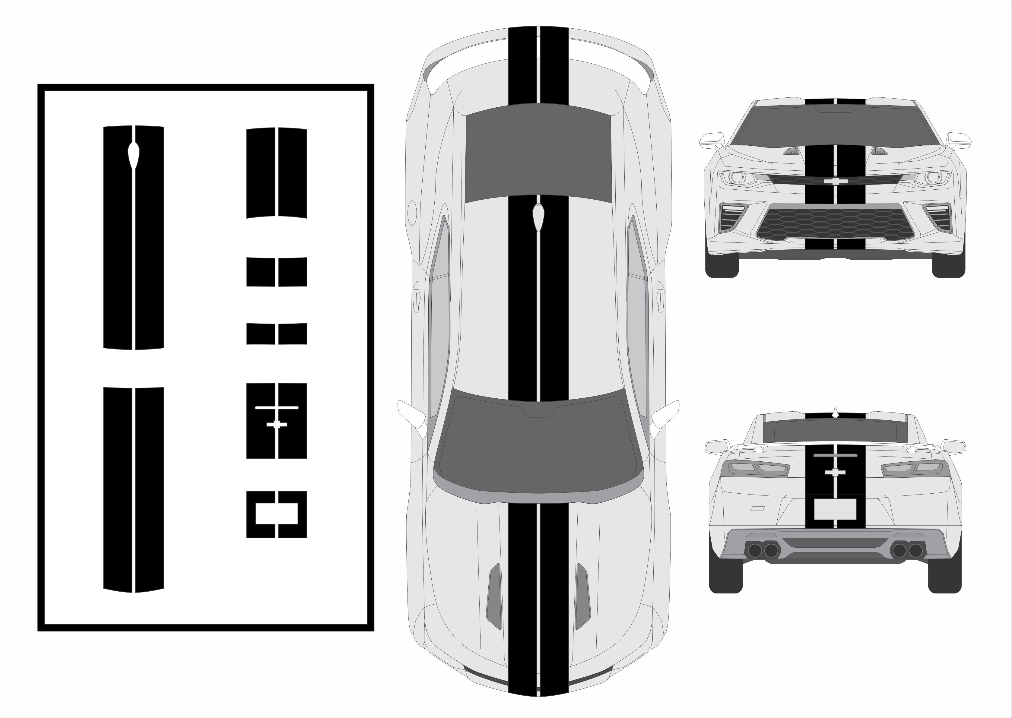 Dual 8" Racing Stripes Self Healing Vinyl fits Chevrolet Camaro 2016 to 2020