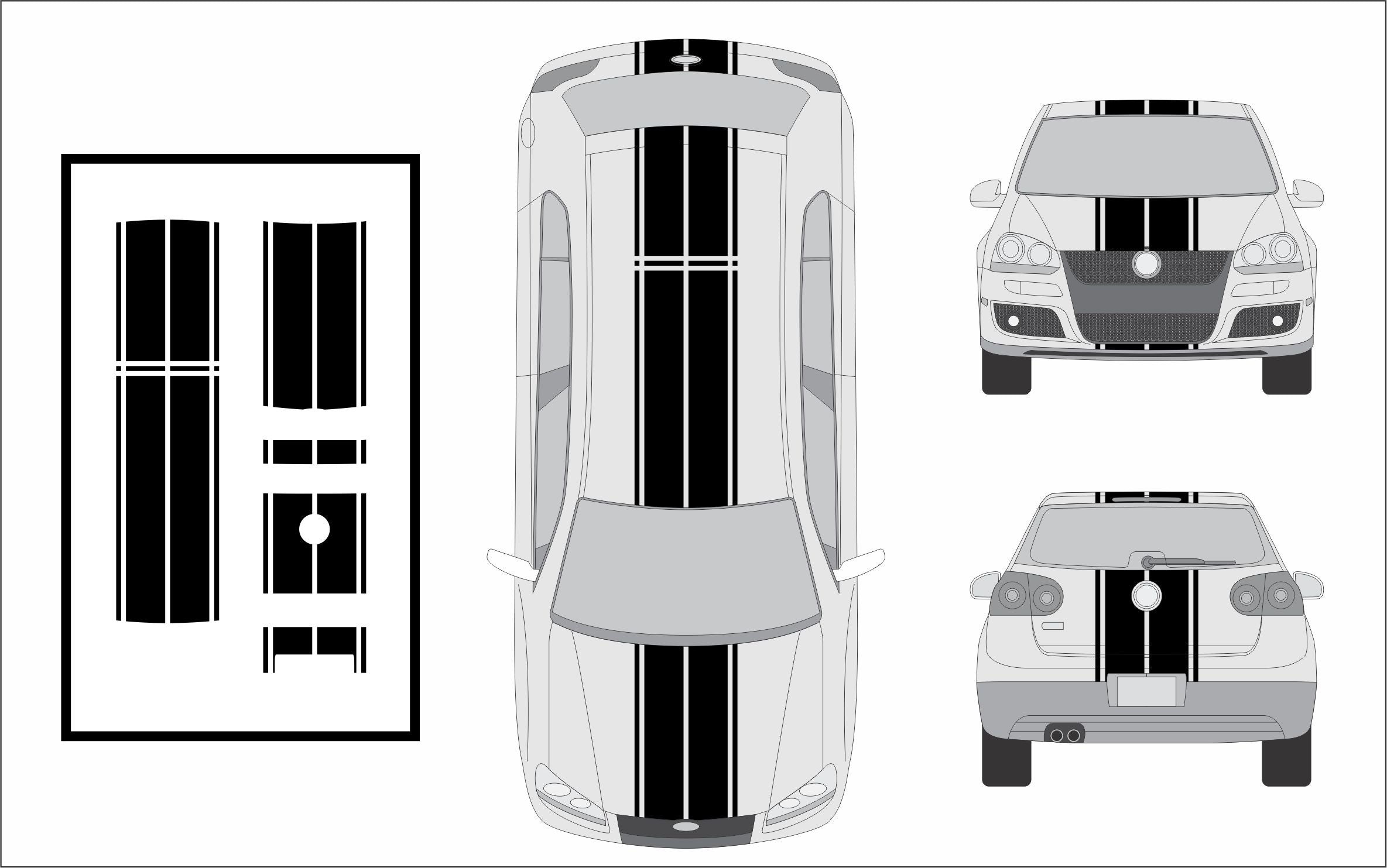 Dual 8" Racing Stripe w/pins Self Healing Vinyl fits Volkswagen GTI MK5 2004 to 2008