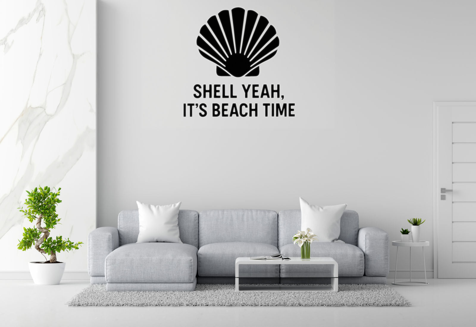 Shell Yeah, It's Beach Time - Funny Ocean Wall Decal Vinyl Sticker Removable