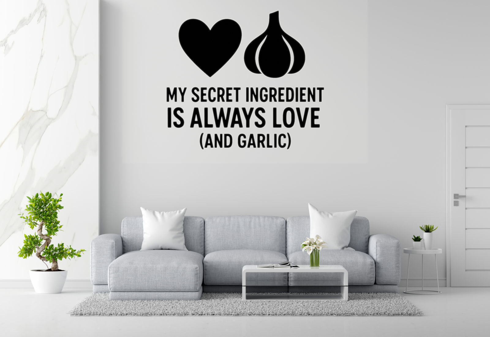 My Secret Ingredient Is Always Love (And Garlic) - Funny Kitchen Wall Decal Vinyl Sticker Removable