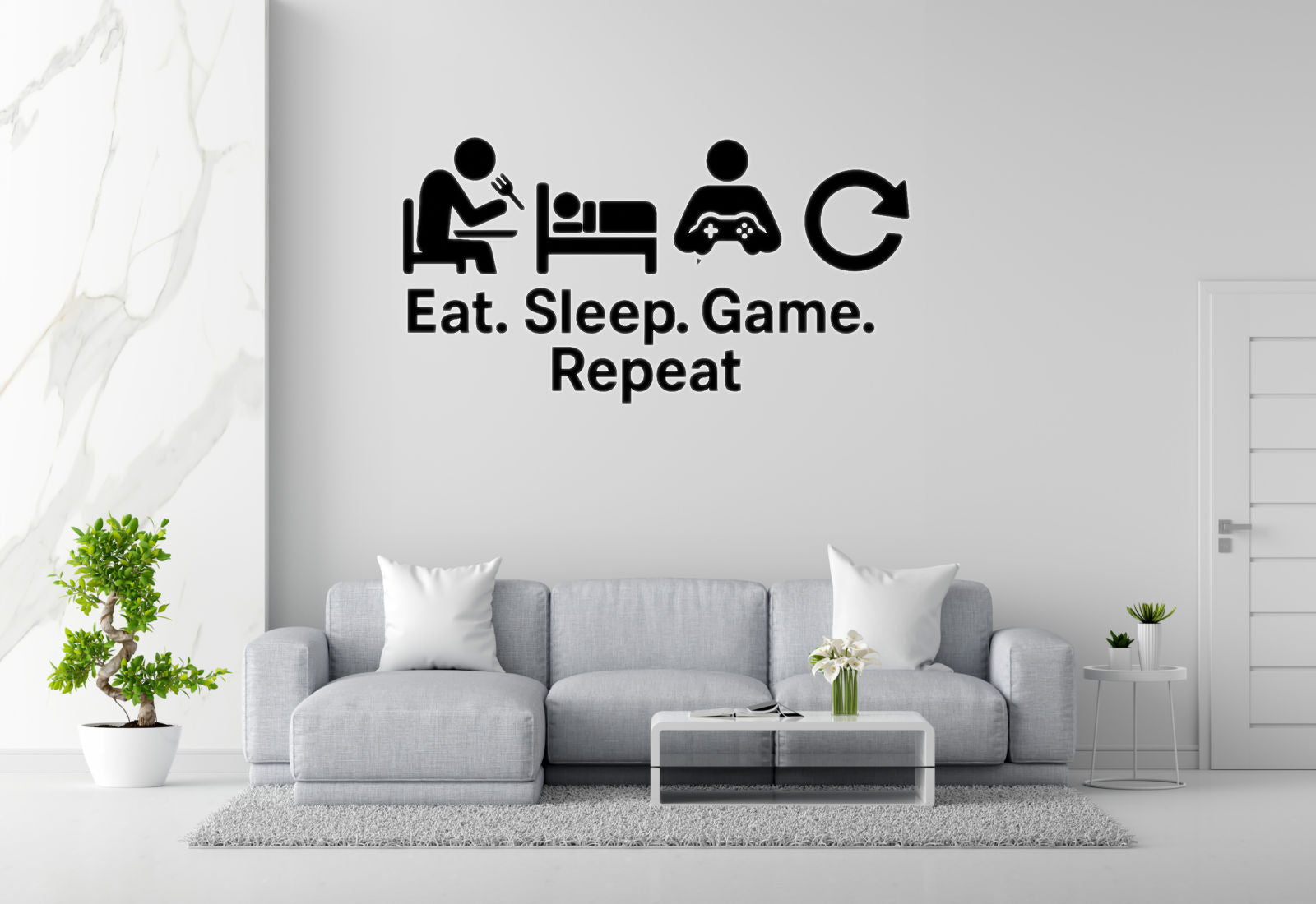Eat. Sleep. Game. Repeat. - Funny Gamer Wall Decal Vinyl Sticker Removable