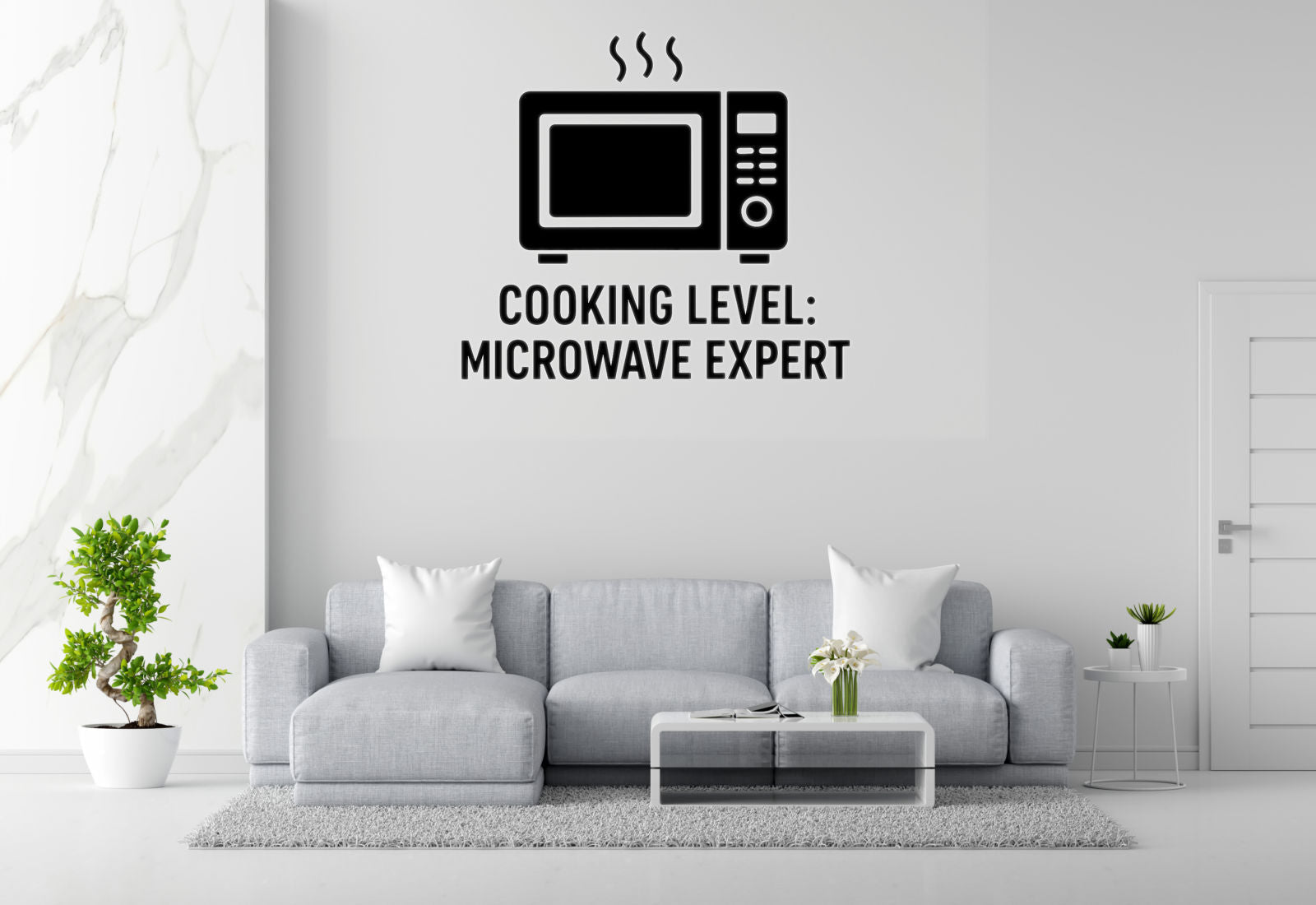Cooking Level: Microwave Expert - Funny Kitchen Wall Decal Vinyl Sticker Removable