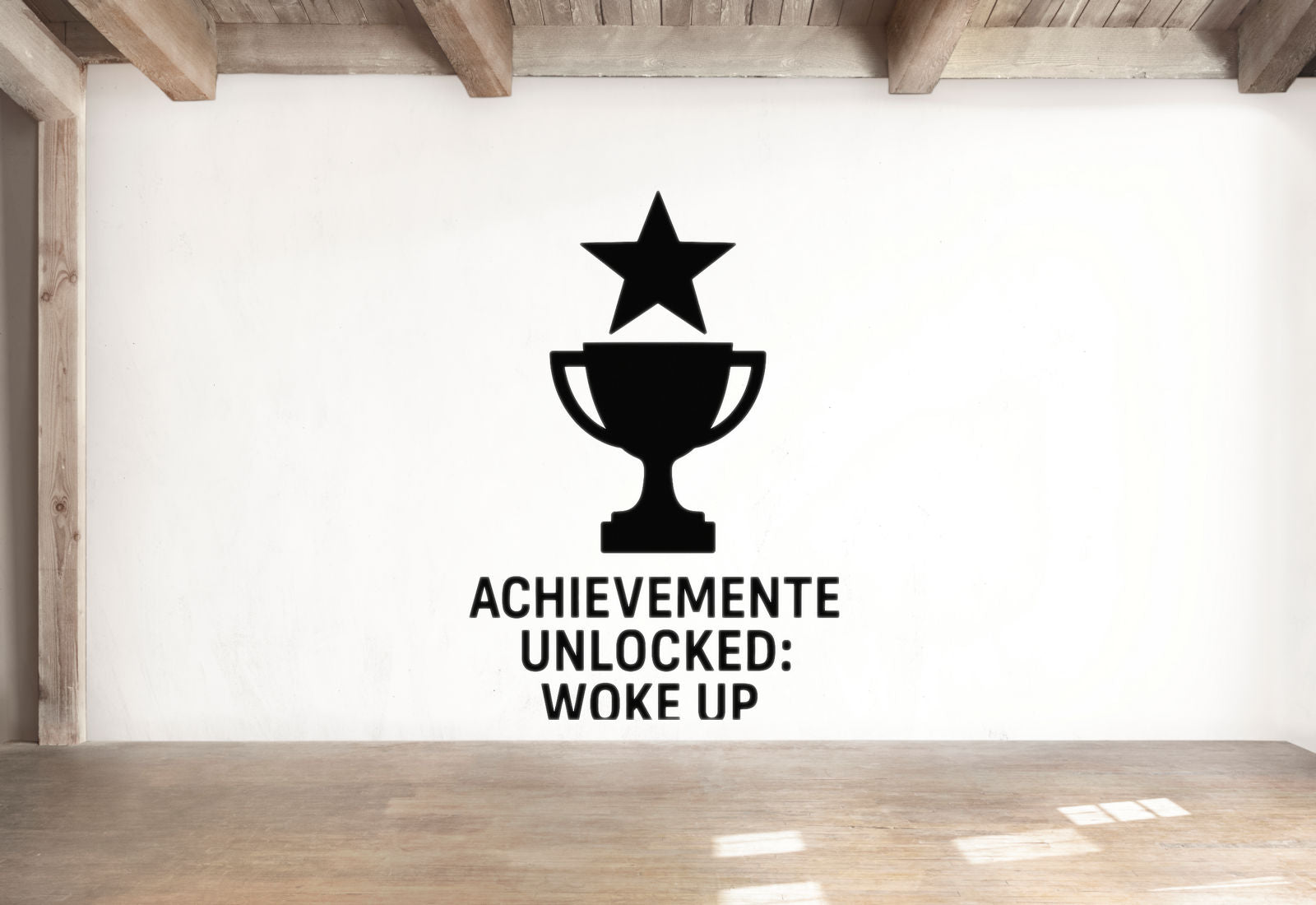 Achievement Unlocked: Woke Up - Funny Gamer Wall Decal Vinyl Sticker Removable