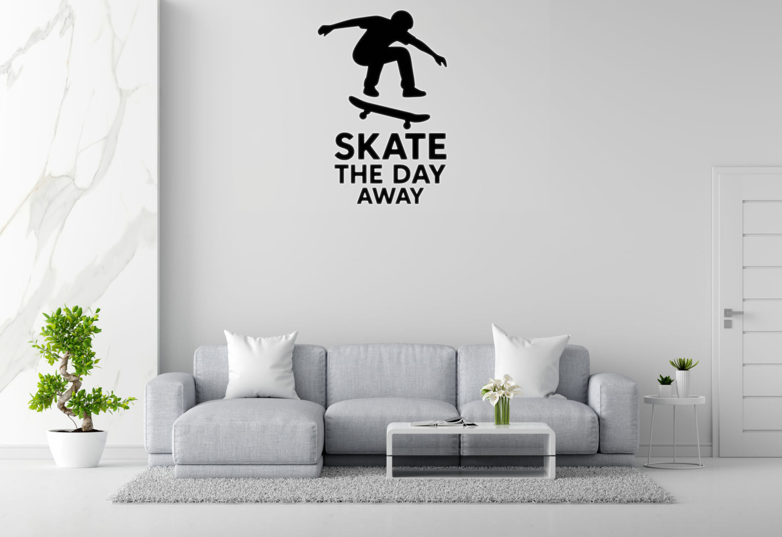Skate the Day Away - Skateboarding Sports Wall Decal Vinyl Sticker Removable