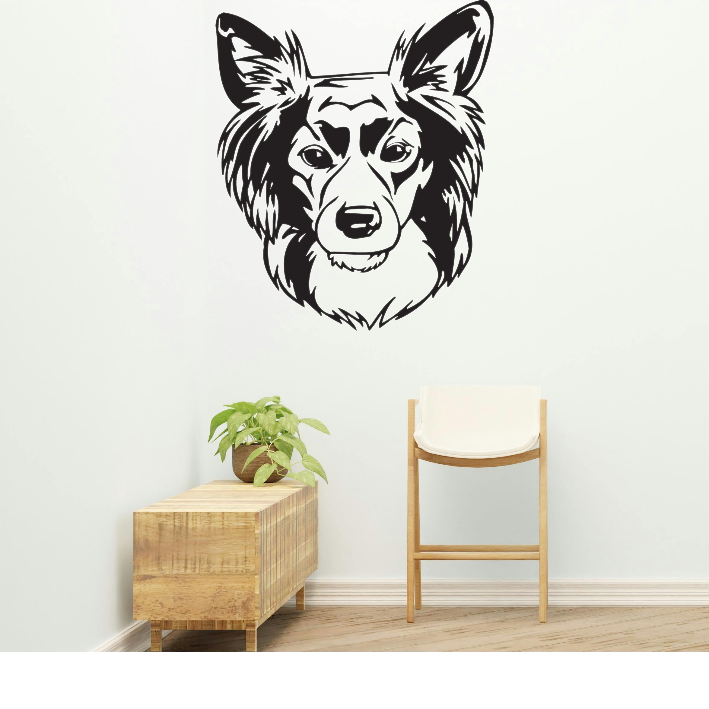 Spitz Mix Dog Removable Vinyl Decal Matte Finish Home Decor for Indoor Walls