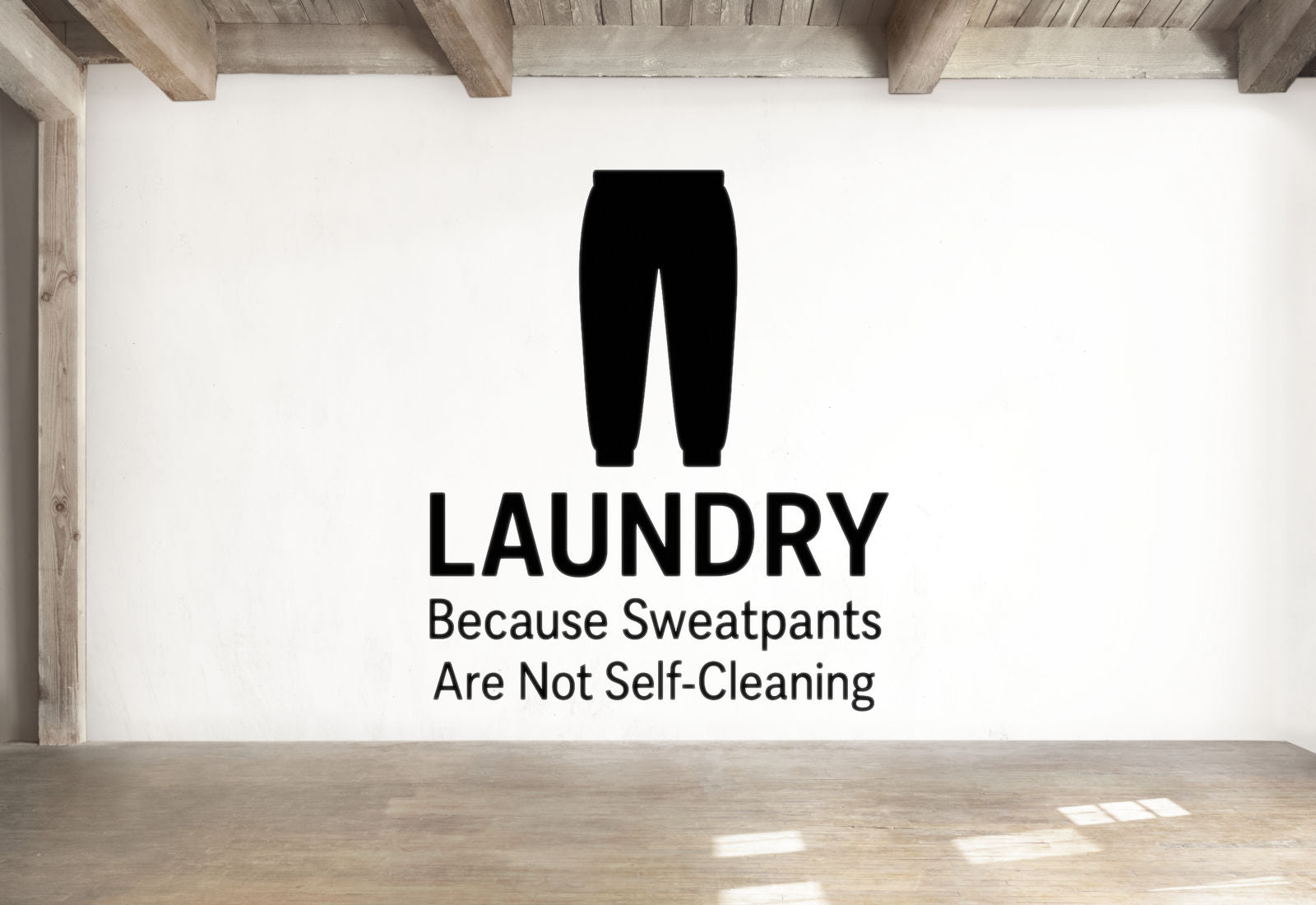 Laundry: Because Sweatpants Are Not Self-Cleaning - Funny Laundry Room Wall Decal Vinyl Sticker Removable