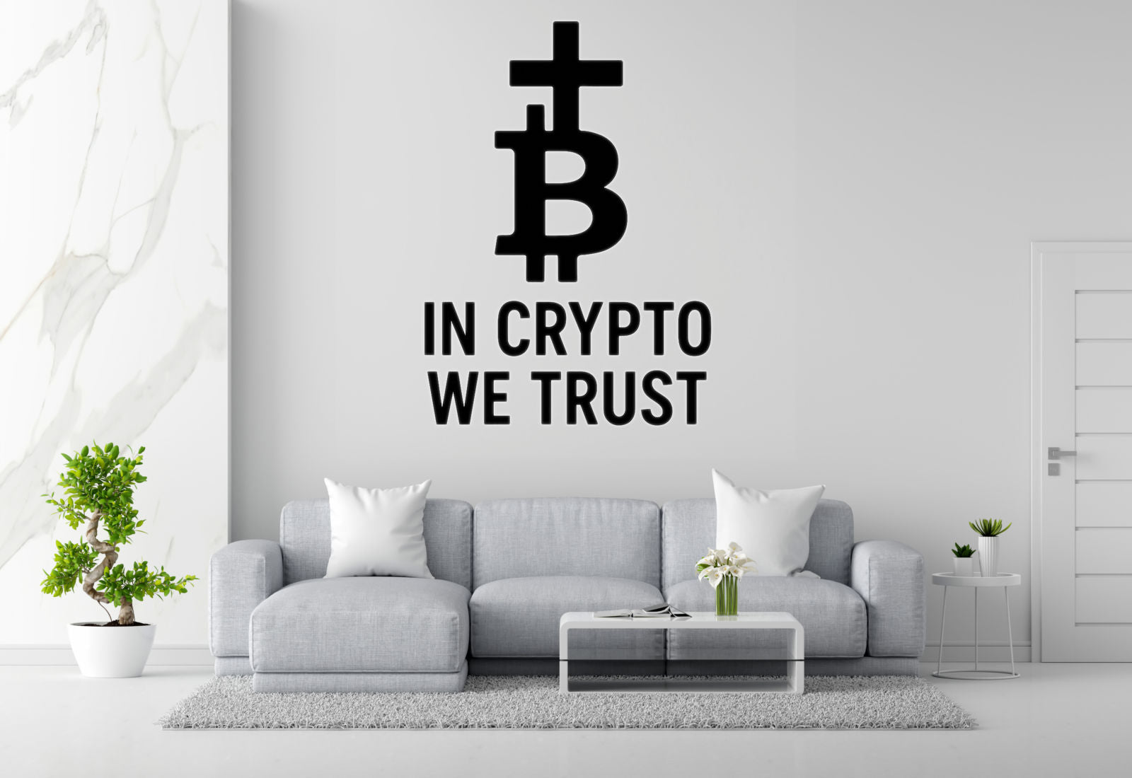 In Crypto We Trust - Bitcoin Wall Decal Vinyl Sticker Removable