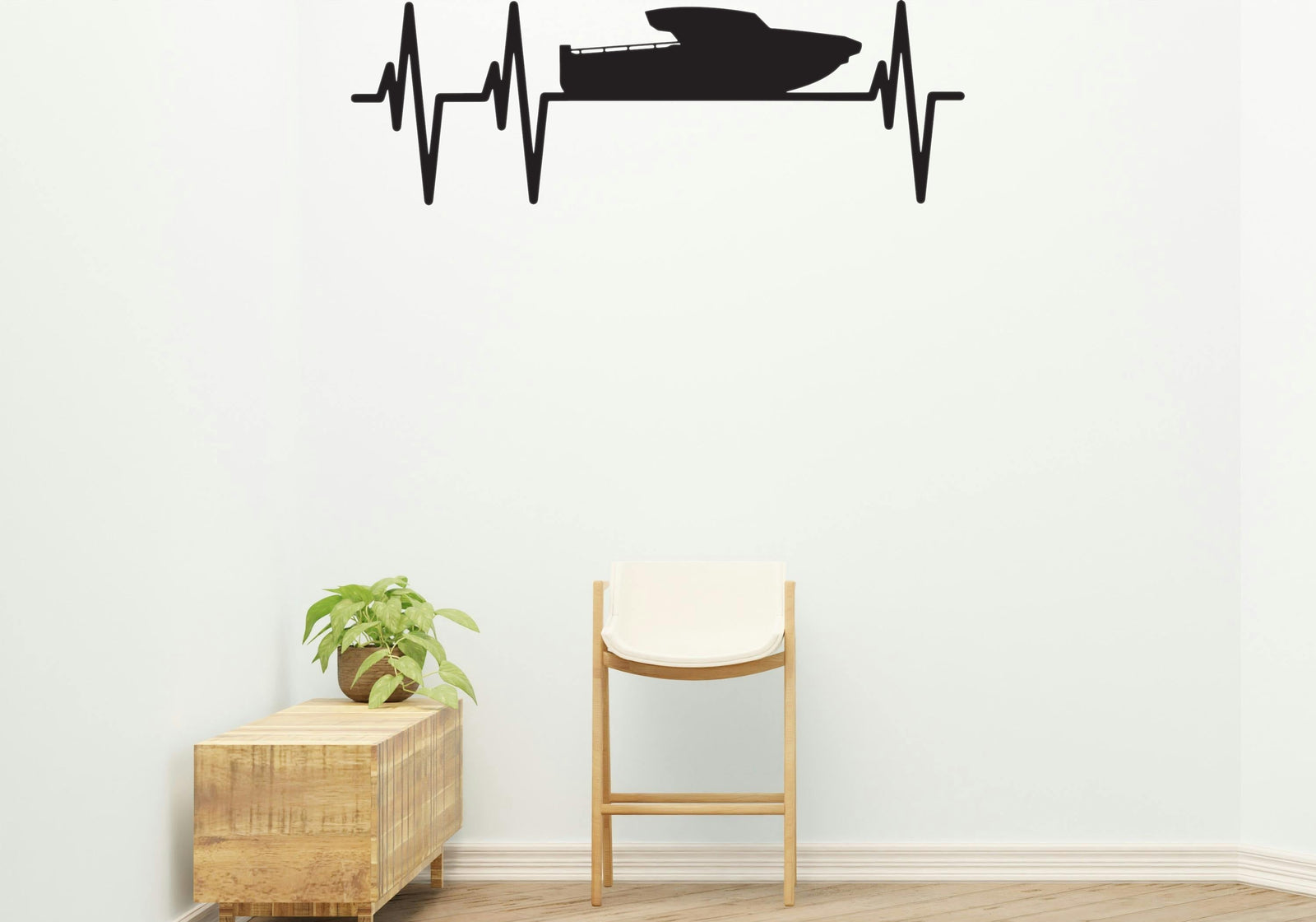 Heartbeat boat Style 2 Removable Vinyl Decal for Interior Walls