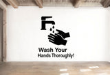 Wash Your Hands Thoroughly! - Funny Bathroom Wall Decal Vinyl Sticker Removable