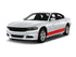 a white car with a red stripe on it