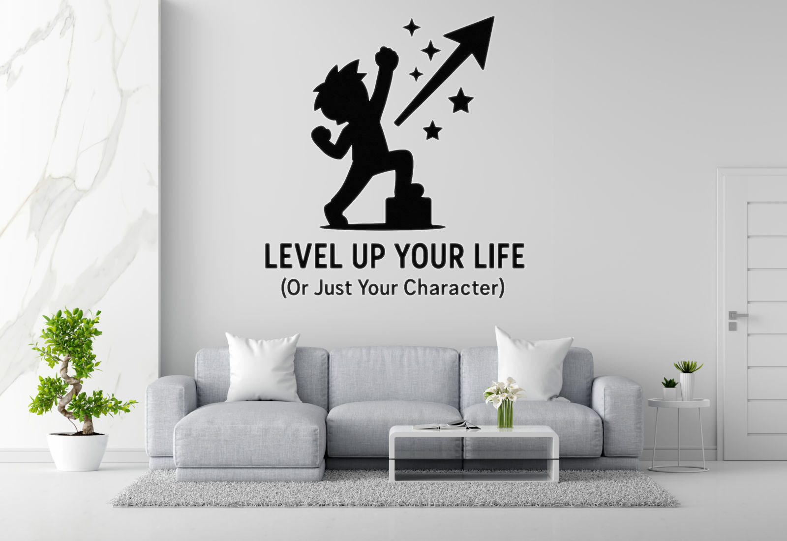Level Up Your Life (Or Just Your Character) - Funny Gamer Wall Decal Vinyl Sticker Removable