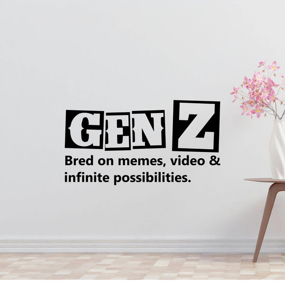 Gen Z Bred On Memes Removable Vinyl Decal for Interior Walls