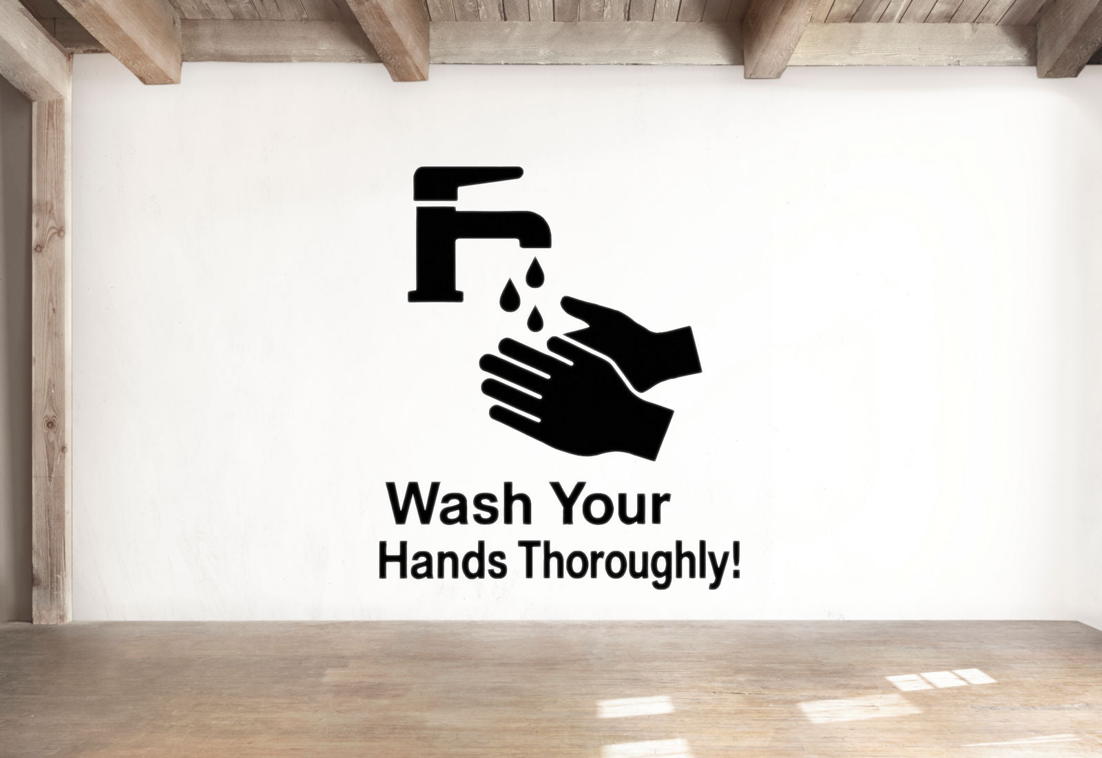 Wash Your Hands Thoroughly! - Funny Bathroom Wall Decal Vinyl Sticker Removable
