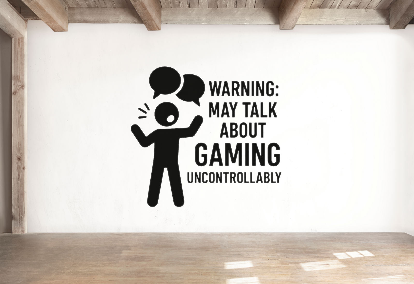 Warning: May Talk About Gaming Uncontrollably - Funny Gamer Wall Decal Vinyl Sticker Removable