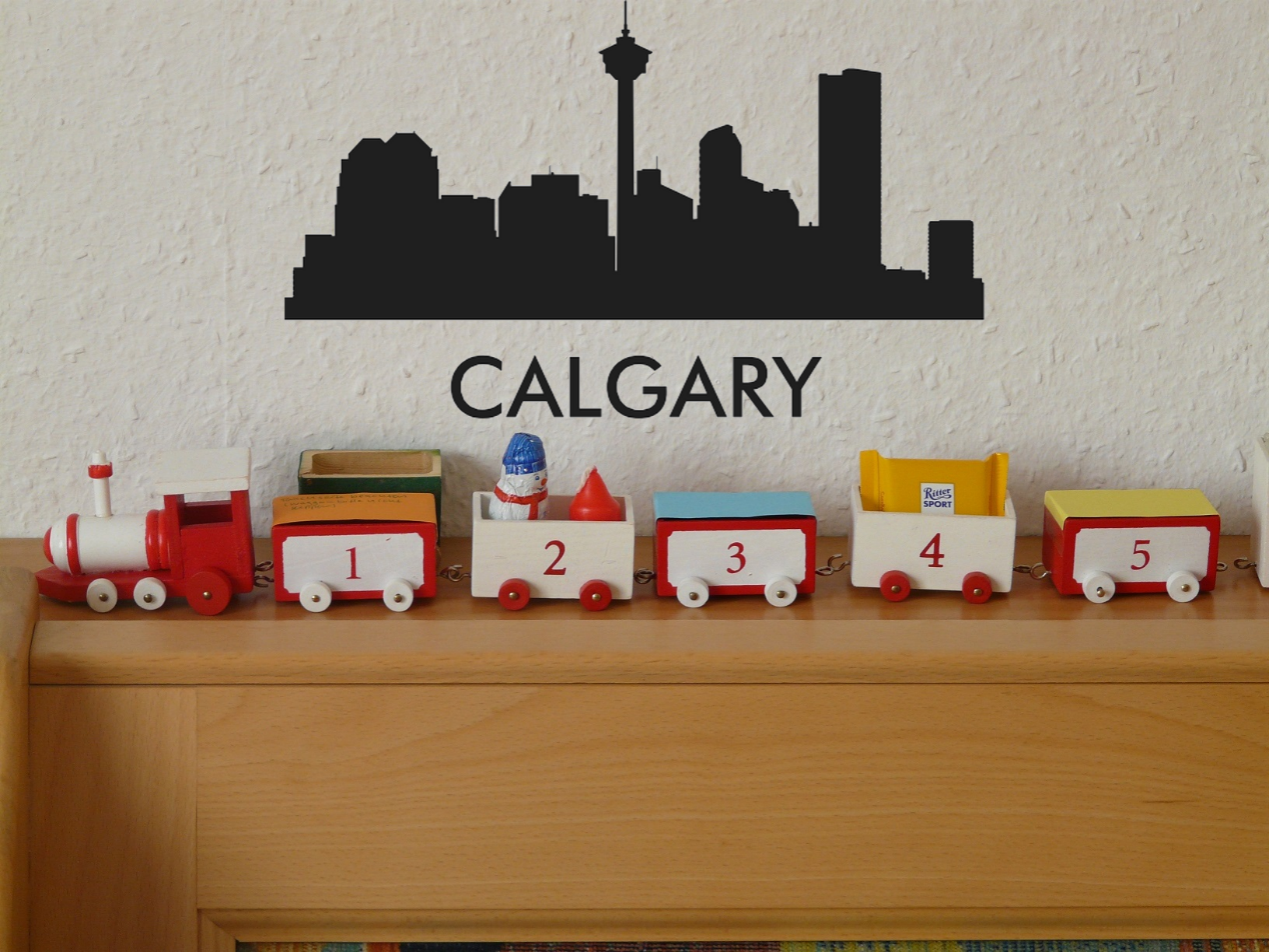 Cityscape Calgary Canada with Text Vinyl Decal Removable Matte Finish Skyline Decore for Indoor Walls