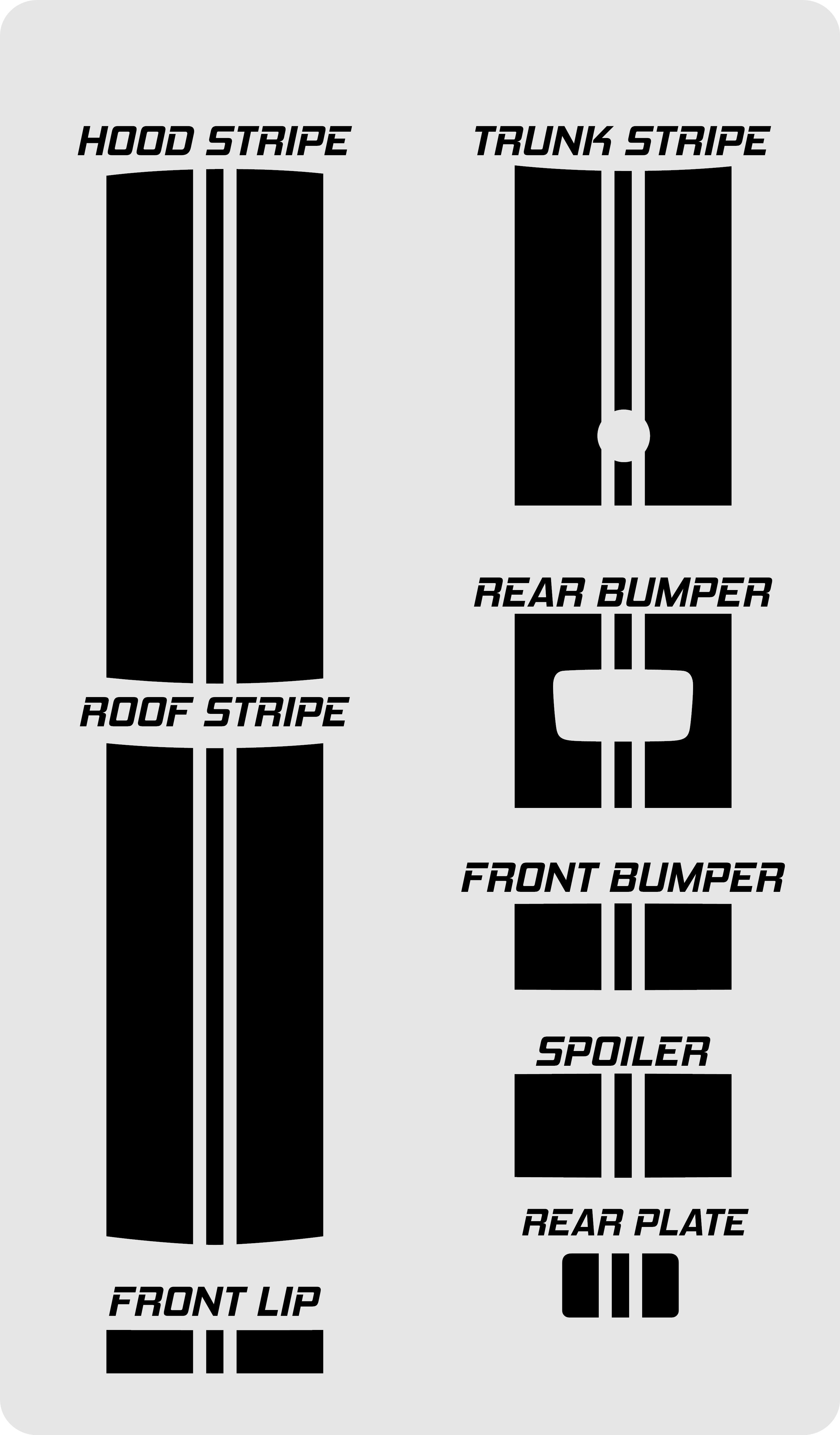 Triple Racing Stripes Self Healing Vinyl fits Ford Mustang 2005 to 2009