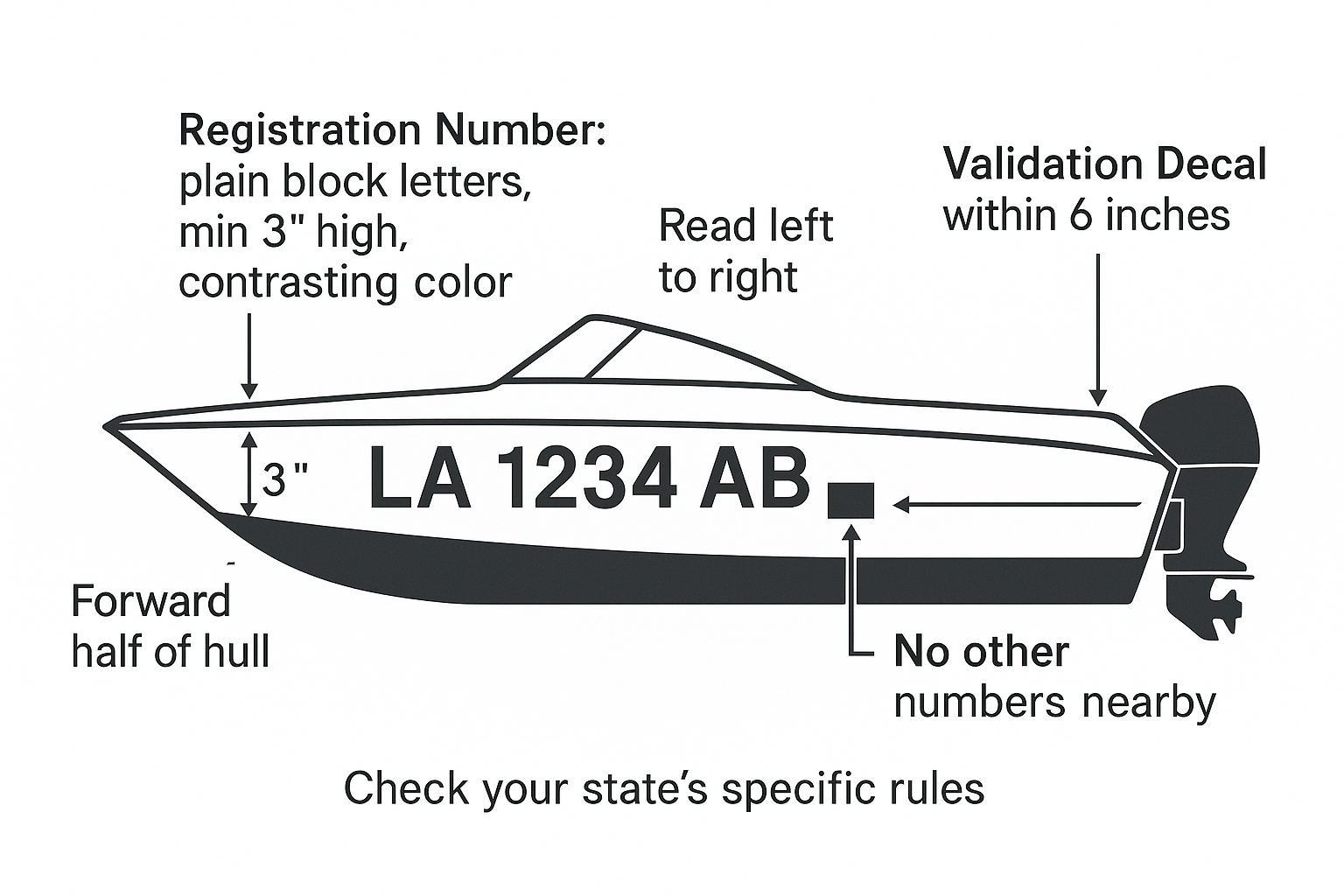 Customize Your Boat Registration Decal - Choose Size & Color & Font - Free Squeegee (2 Full Sets)