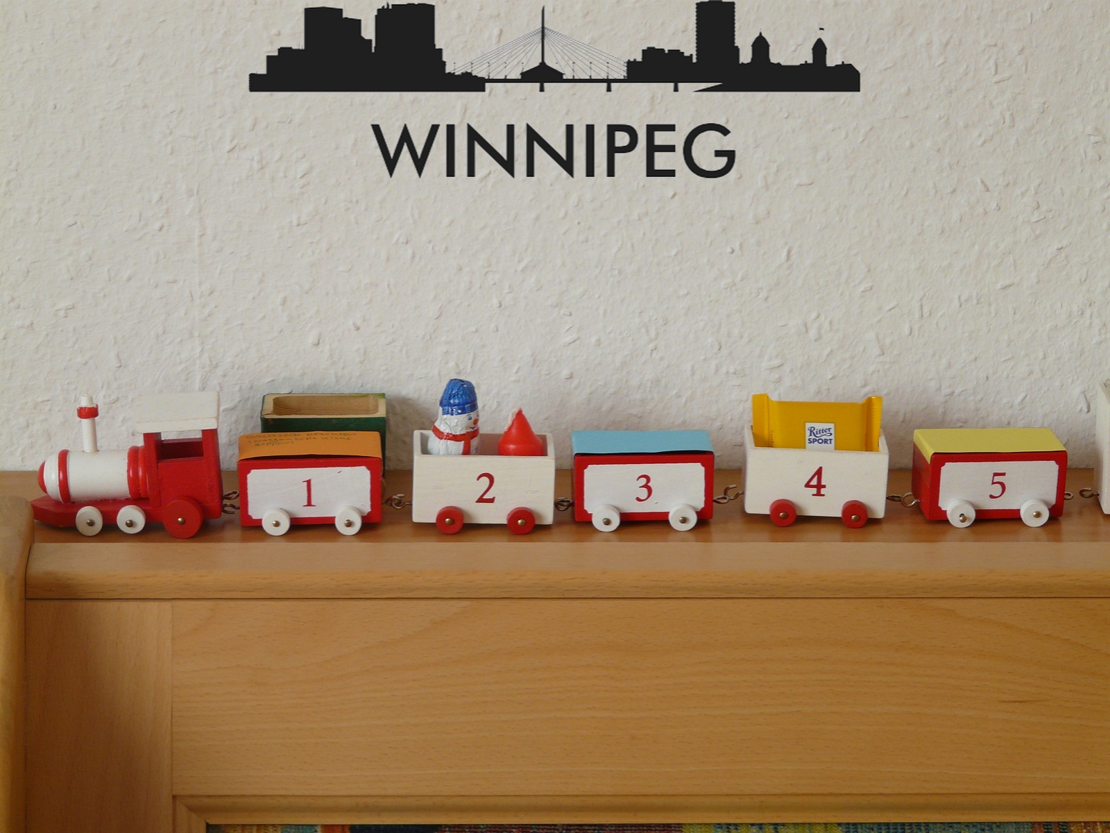 Cityscape Winnipeg Canada with Text Vinyl Decal Removable Matte Finish Skyline Decore for Indoor Walls