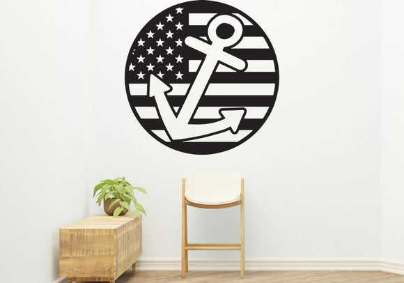 Circle anchor flag Removable Vinyl Decal for Interior Walls