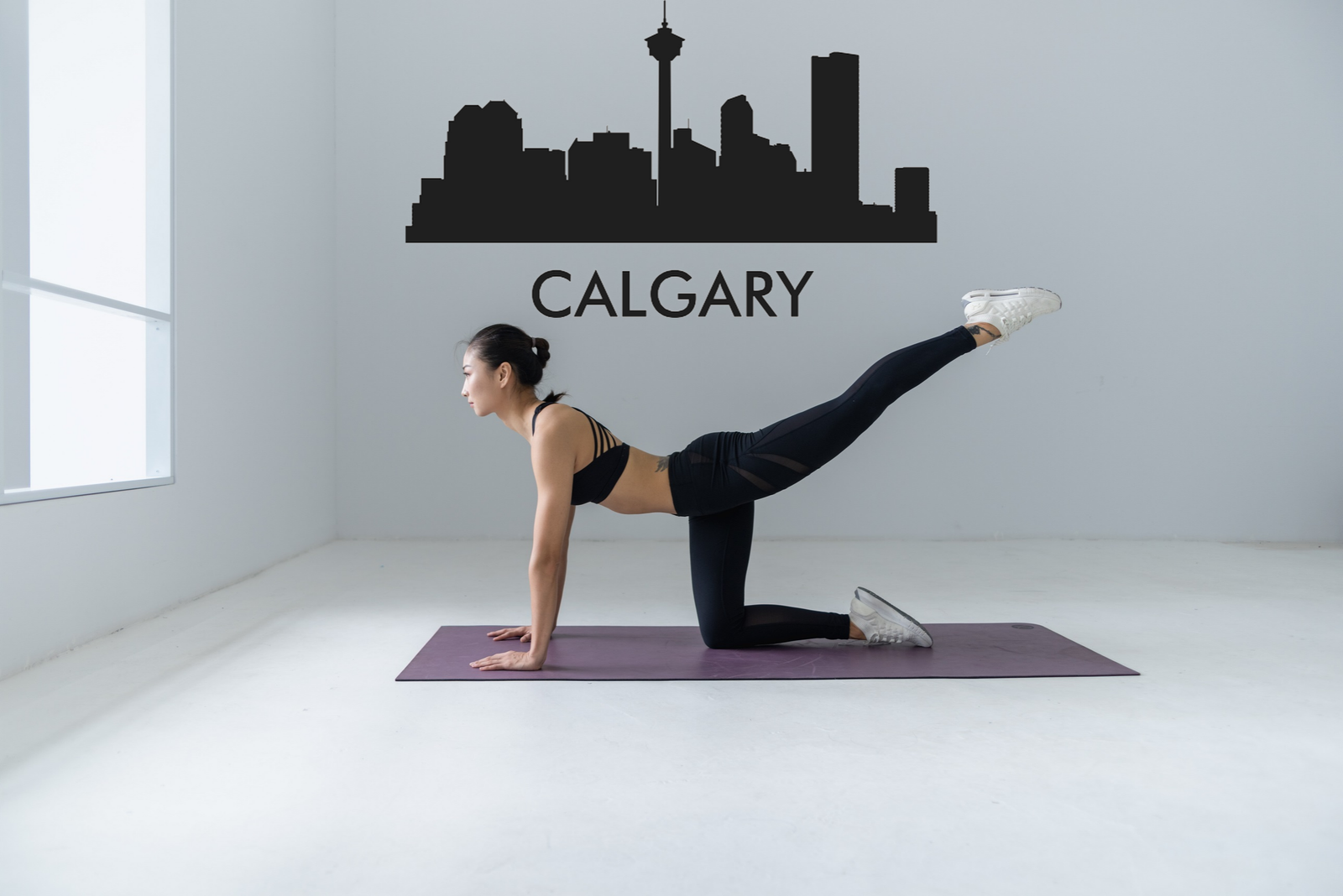 Cityscape Calgary Canada with Text Vinyl Decal Removable Matte Finish Skyline Decore for Indoor Walls