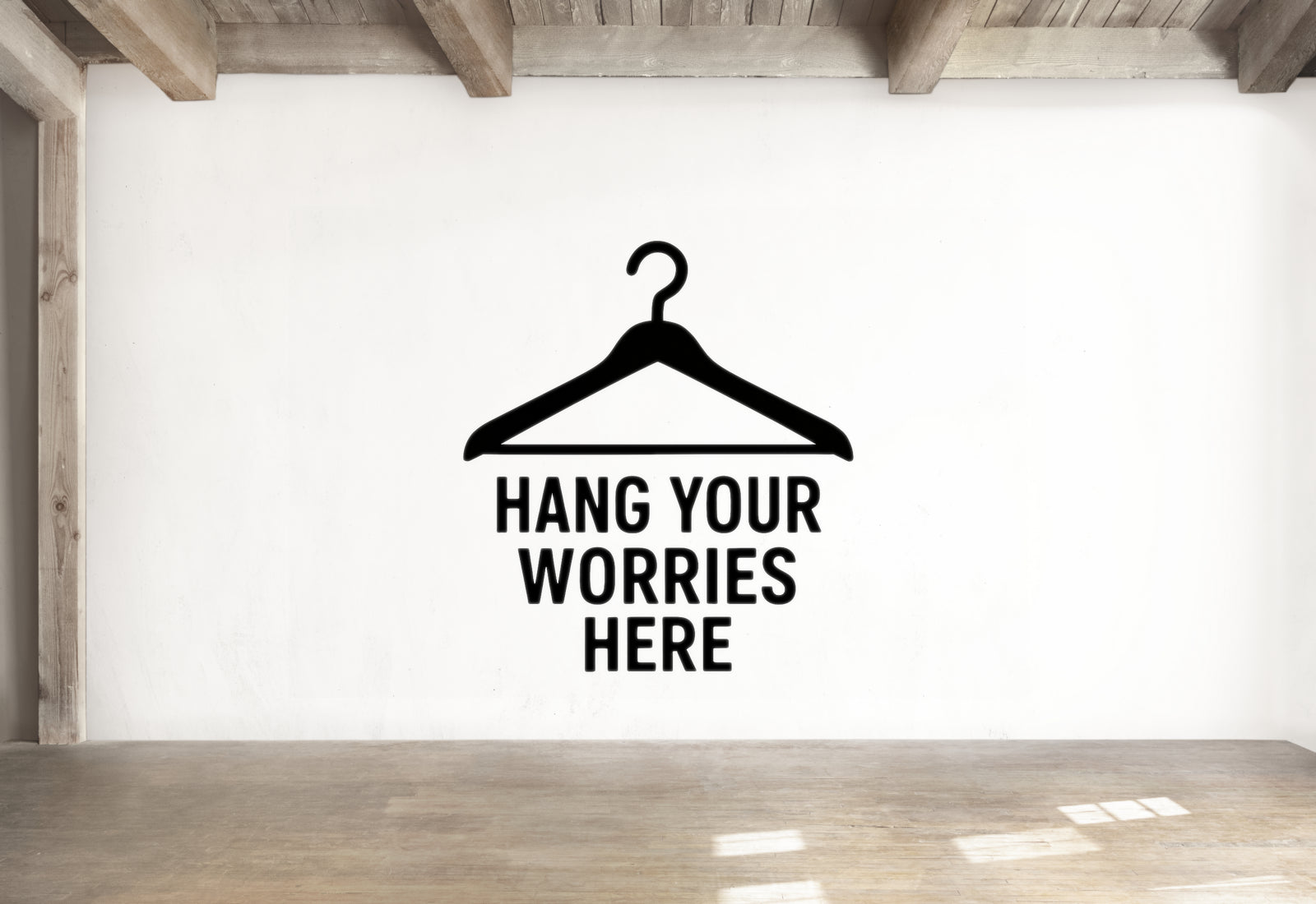 Hang Your Worries Here - Coat Hanger Wall Decal Vinyl Sticker Removable