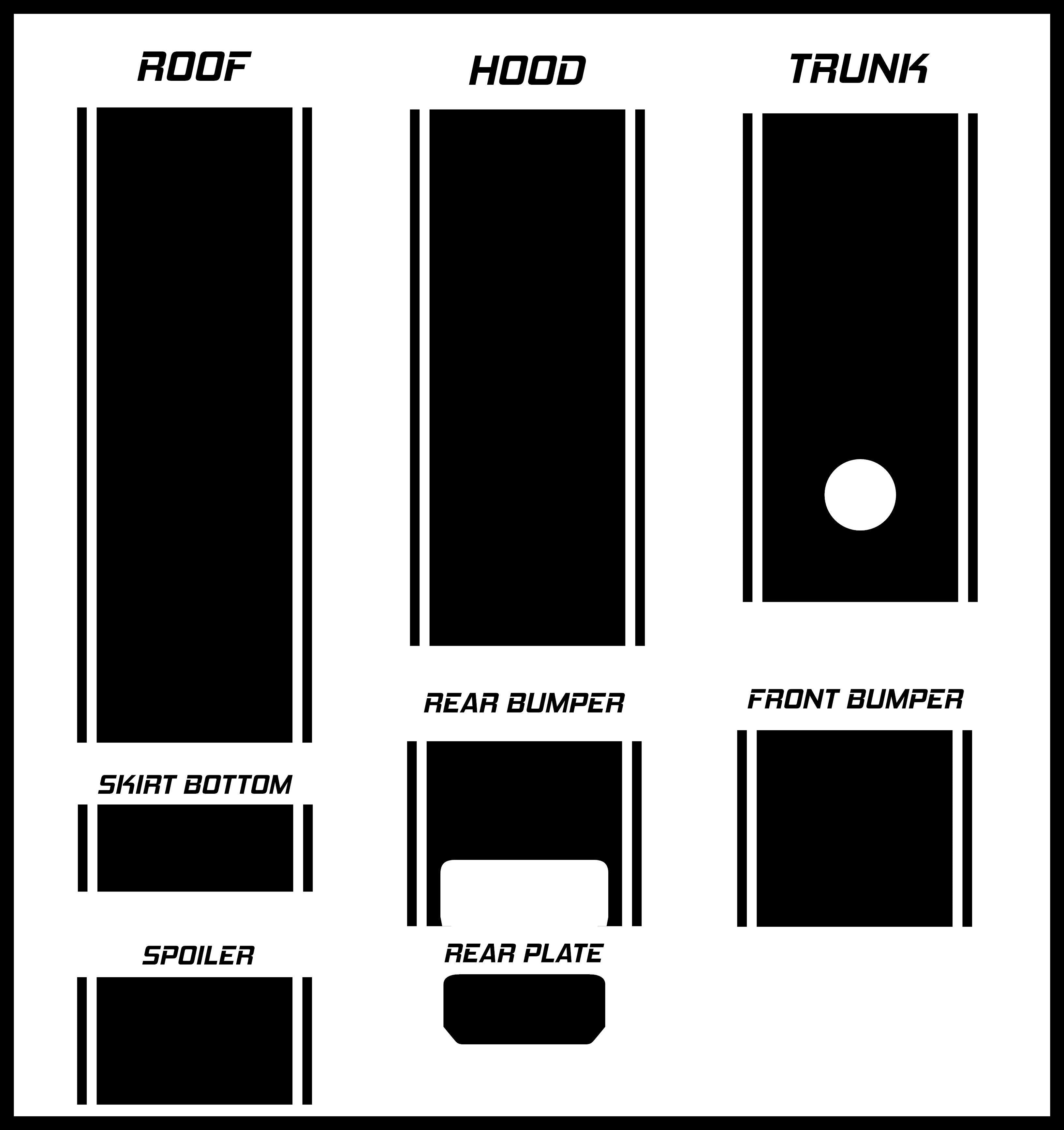 20" Racing Stripes w/pins Self Healing Vinyl fits Ford Mustang 2010 to 2014