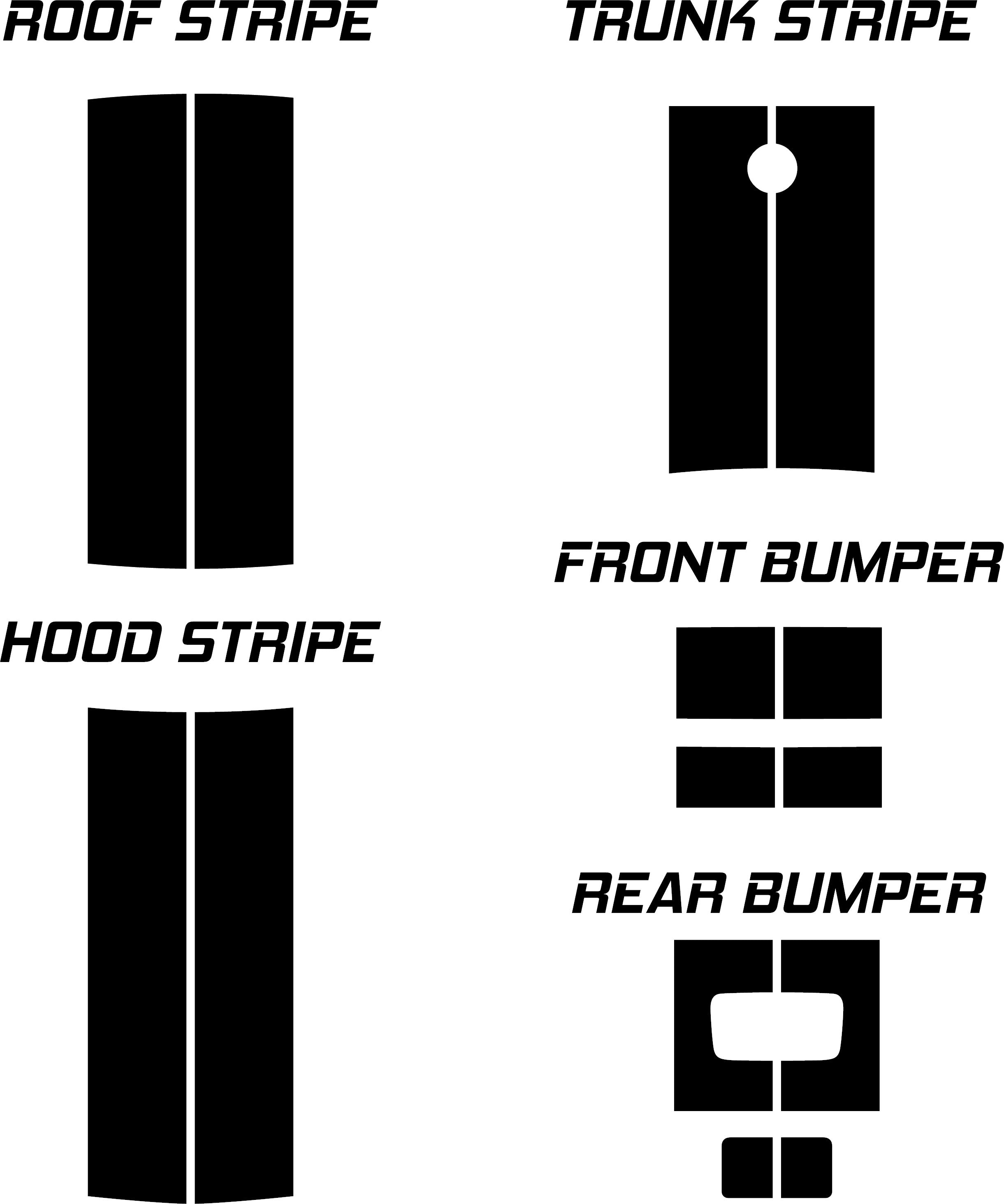 Dual 12" Racing Stripes Self Healing Vinyl fits Ford Mustang 2005 to 2009