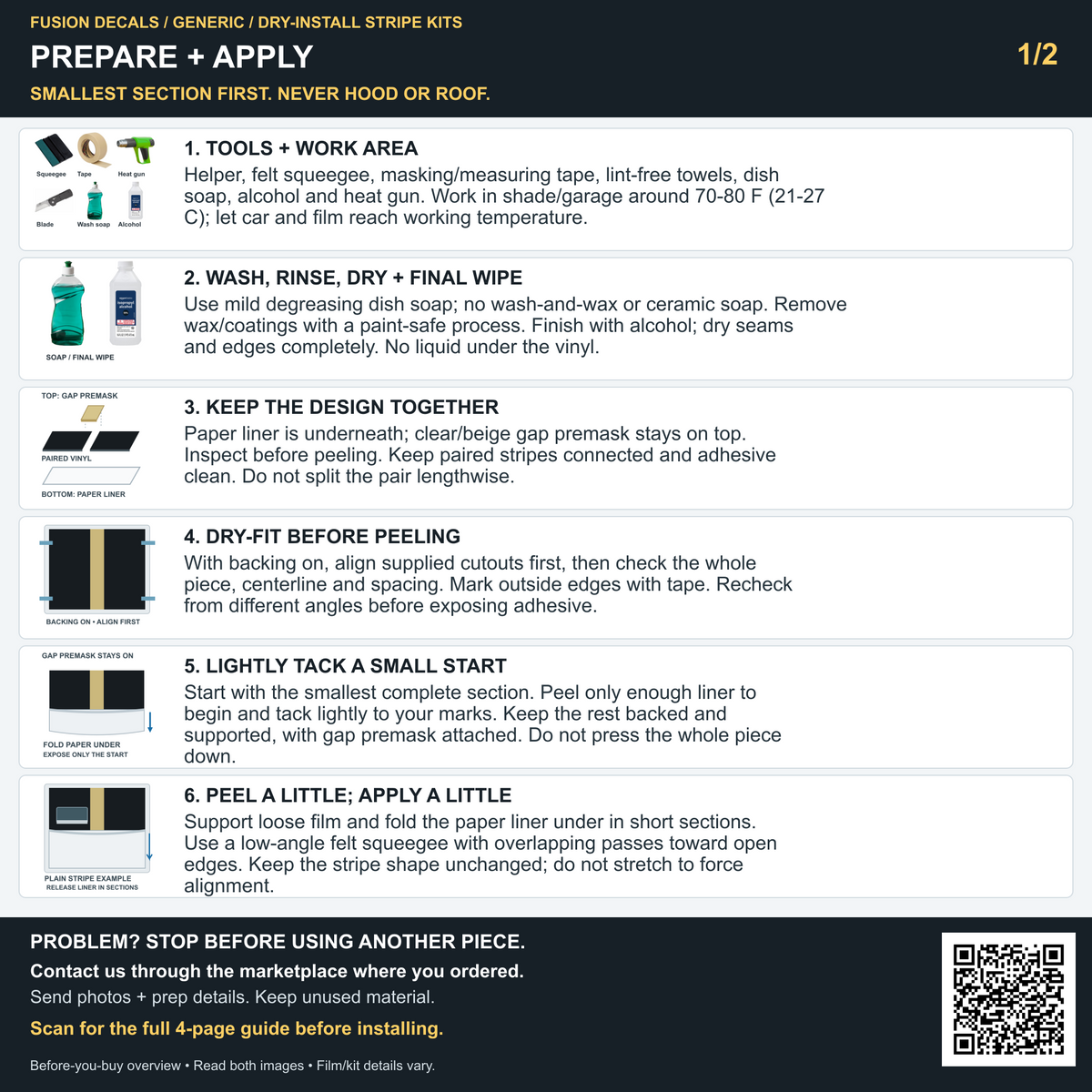 Fusion Decals dry-install racing-stripe and livery-kit guide, 1 of 2