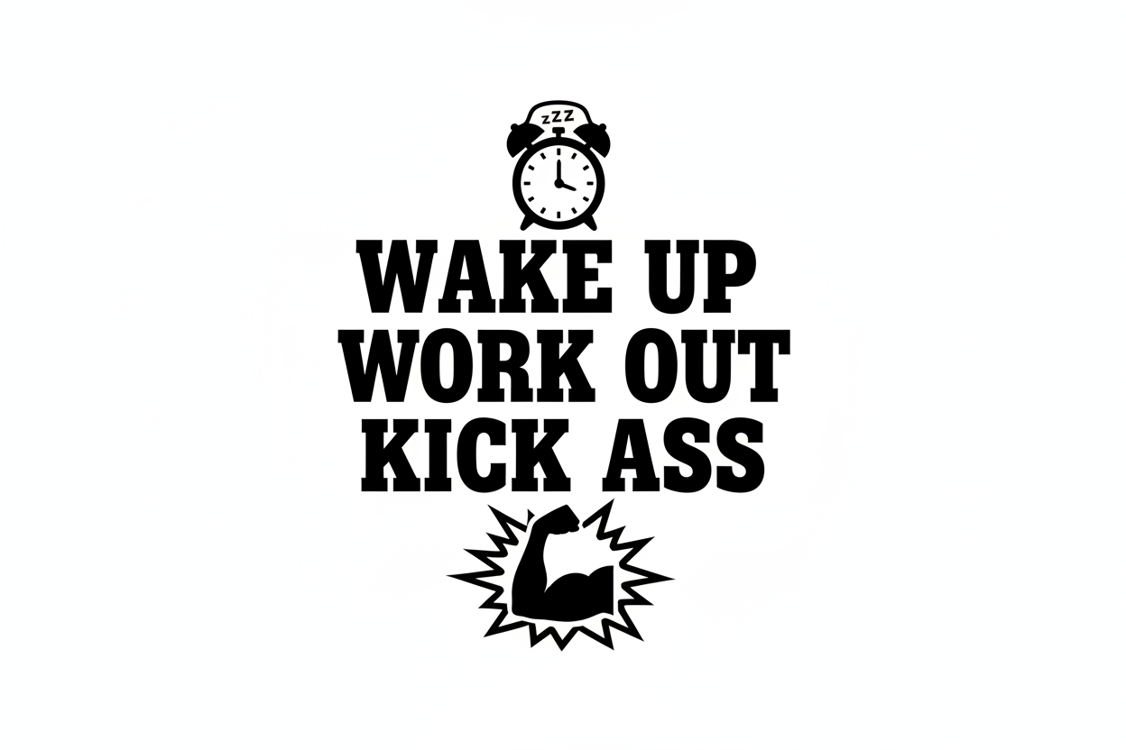 Wake Up Work Out Kick Ass fitness wall decal design