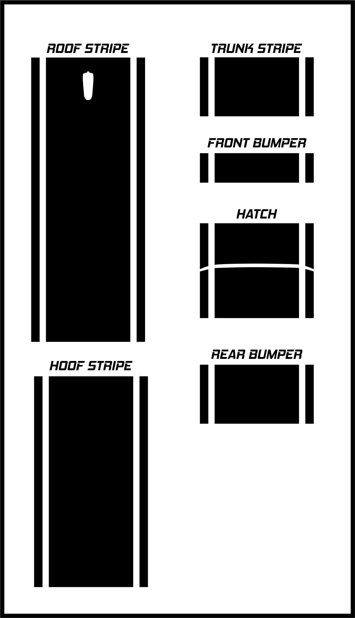 20" Racing Stripes w/pins Self Healing Vinyl fits Honda Civic Hatchback 2021 +